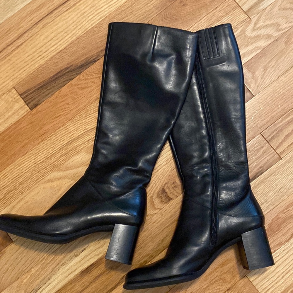 Via Spiga black tall leather go-go boots